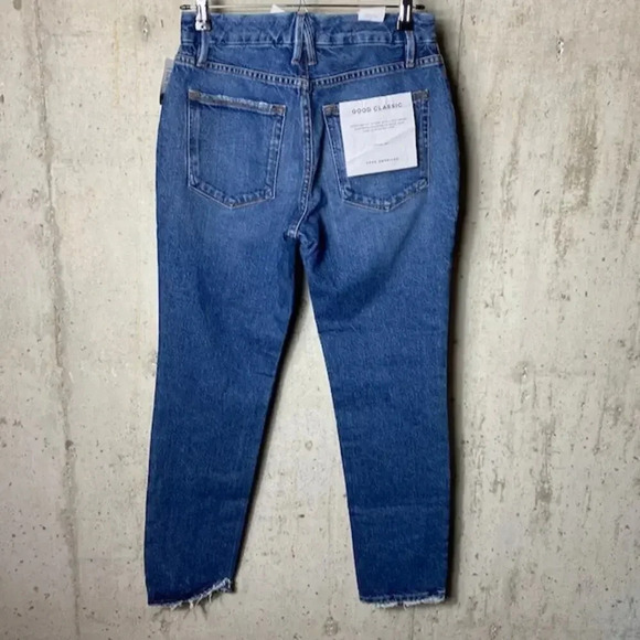 NWT Good American Good Classic Skinny Jeans High Rise Raw Hem Medium Wash 00 - Picture 10 of 12